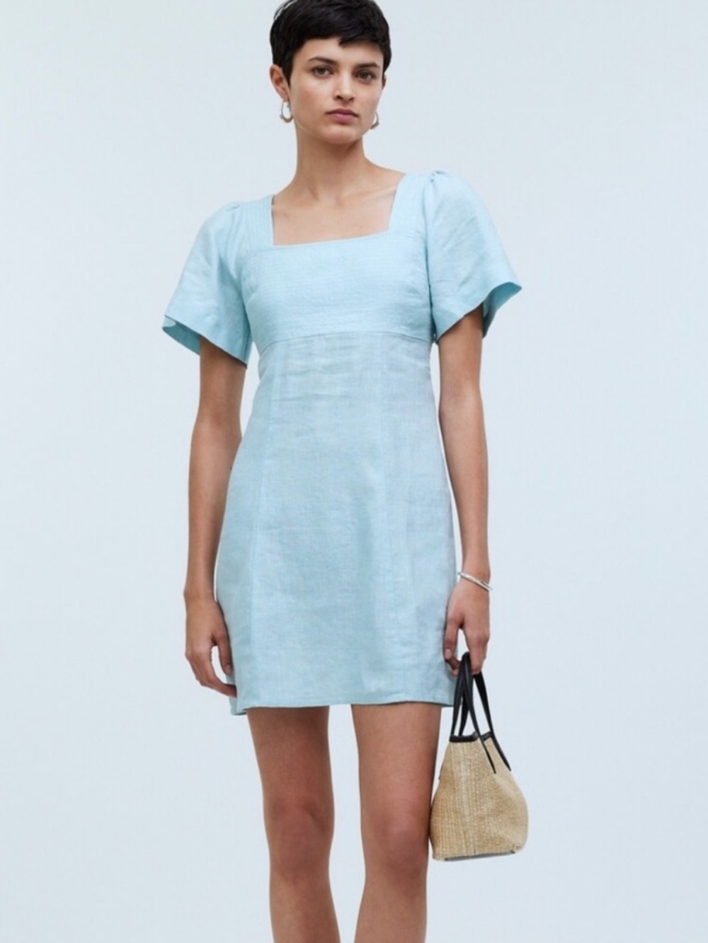 NWT Madewell Linen Square Neck Mini Dress Size 4